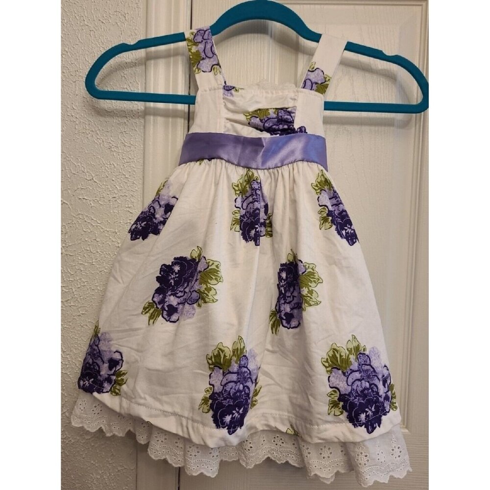 Lilybird Toddler Dress 24 Months Purple White Floral Cotton Easter Eyelet Spring